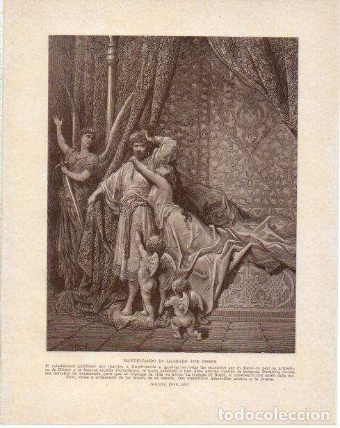 Postales: LAMINA V34487: Mandricardo es llamado por Roger por Gustavo Dore - Guillermo de Boladeres