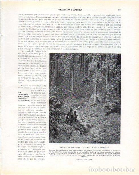 Postales: LAMINA V34481: Doralicia advierte la llegada de Rodomonte por Gustavo Dore - Guillermo de Boladeres