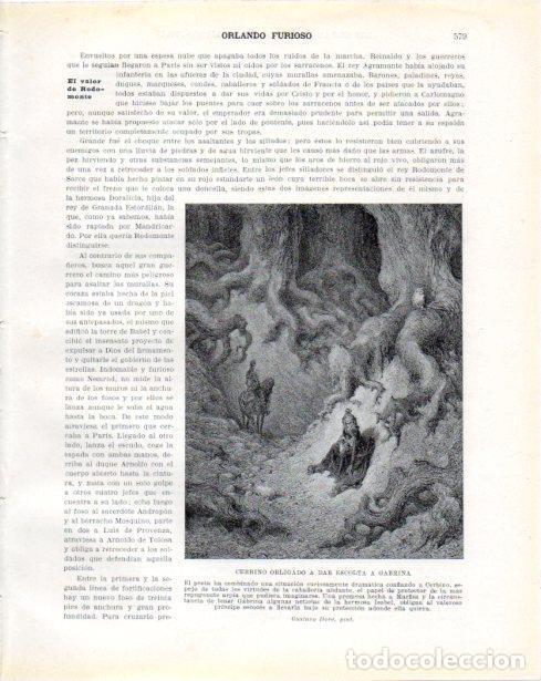 Postales: LAMINA V34477: Cerbino obligado a dar escolta a Gabrina por Gustavo Dore - Guillermo de Boladeres