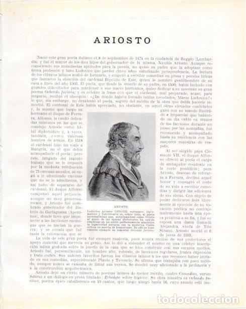 Cartoline: LAMINA V34452: Ludovico Ariosto - Guillermo de Boladeres