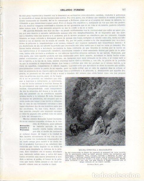 Postales: LAMINA V34466: Melisa consuela a Bradamante por Gustavo Dore - Guillermo de Boladeres