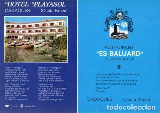 Postais: LAMINA V35576: Publicidad Hotel Playasol y Restaurant Es Baluard en Cadaques, Gerona - Varios