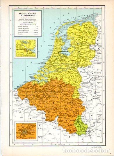 Postais: LAMINA V26915: Mapa de Belgica, Holanda y Luxemburgo - Varios