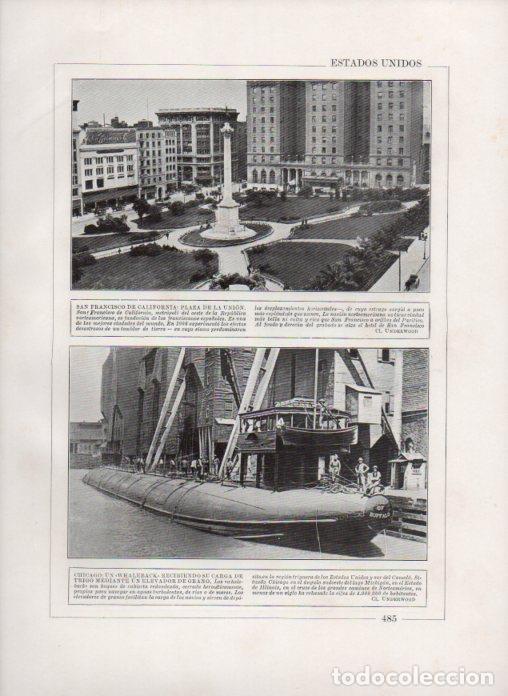 Postkarten: LAMINA V27913: Plaza de la Union en San Francisco y Whaleback en Chicago - Varios