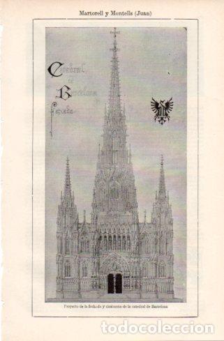 Cartoline: LAMINA V37176: Proyecto fachada catedral de Barcelona por J. Martorell y Montells - Varios