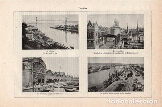 Postkarten: LAMINA V37644: Puerto de Bilbao, Barcelona, Valencia y Sevilla - Varios