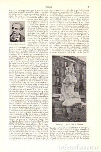 Postcards: LAMINA V29971: Monumento a Federico Soler en Barcelona - Varios