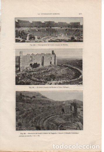 Postcards: LAMINA V37070: Teatro romano de Merida, Sagunto y Ronda la Vieja - Antonio Ballesteros y Beretta
