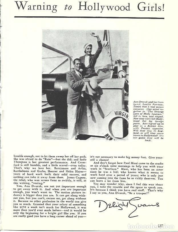 Postais: LAMINA 34590: Ann Dvorak y Leslie Fenton - Martin Levin