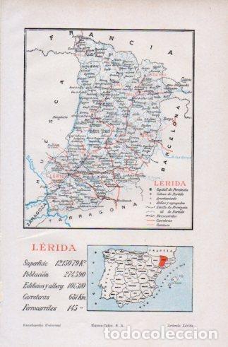 Postais: LAMINA V37883: Mapa de la provincia de Lerida o Lleida - Varios