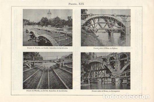 Postkarten: LAMINA V37647: Puentes de Walche en Zurich y sobre el Rhin en Eglisau - Varios