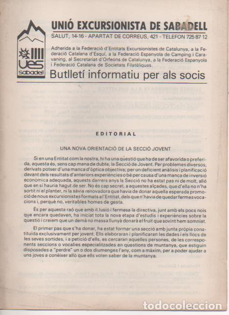 Postales: Varios E00523: Uni&oacute; Excursionistes de Sabadell. Bullet&iacute; Informatiu per als Socis - Varios