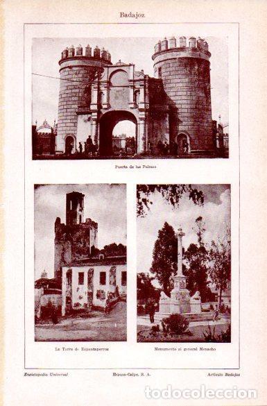 Postais: LAMINA V29127: Puerta de las Palmas y Torre de Espantaperros en Badajoz - Varios