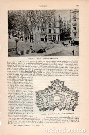 Postkarten: LAMINA V38709: La Rambla y monumento a Monturiol en Figueras - Varios