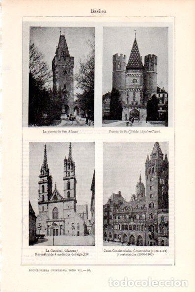 Postcards: LAMINA V28728: Ayuntamiento y Puertas de San Albano y San Pablo en Basilea - Varios