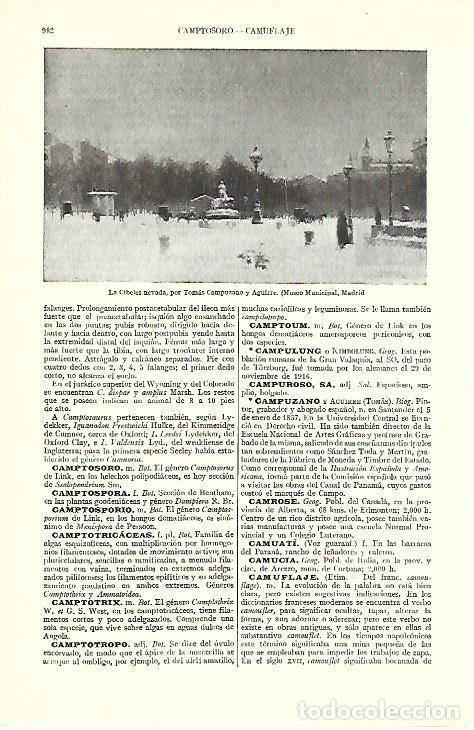 Postkarten: LAMINA ESPASA 39590: La Cibeles nevada, por Tomas Campuzano y Aguirre - Varios