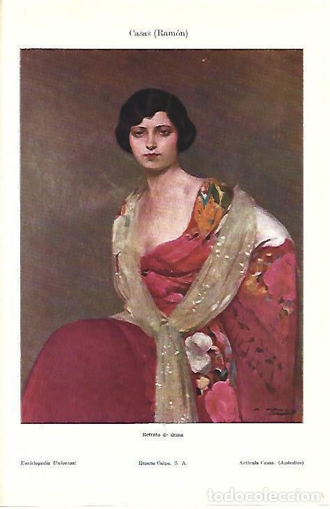Postales: LAMINA ESPASA 39614: Retrato de dama, por Ramon Casas - Varios