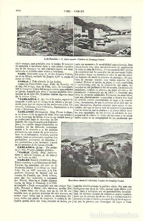 Postkarten: LAMINA ESPASA 39609: El Paralelo, Agua mansa y Barcelona desde el Laberinto, por Domingo Carles - Va