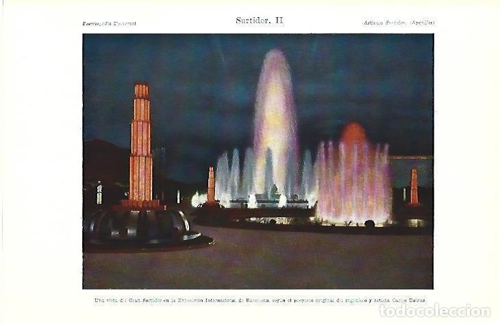Postales: LAMINA ESPASA 39501: Fuentes de Montjuic en Barcelona - Varios