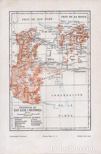 Postais: LAMINA V39408: Mapa de las provincias de San Luis y Mendoza - Varios