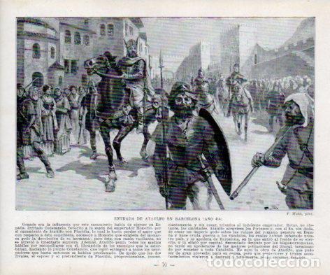 Cartes Postales: LAMINA V38955: Entrada de Ataulfo en Barcelona por F. Mota - Manuel Sandoval del Rio