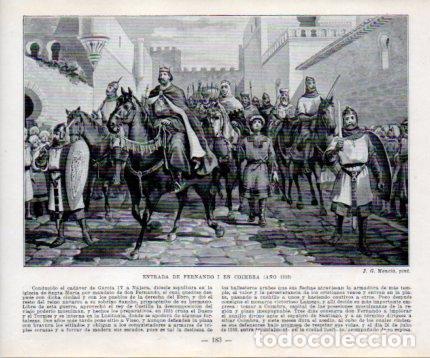 Postais: LAMINA V39011: Entrada de Fernando I en Coimbra por J.G. Mencia - Manuel Sandoval del Rio