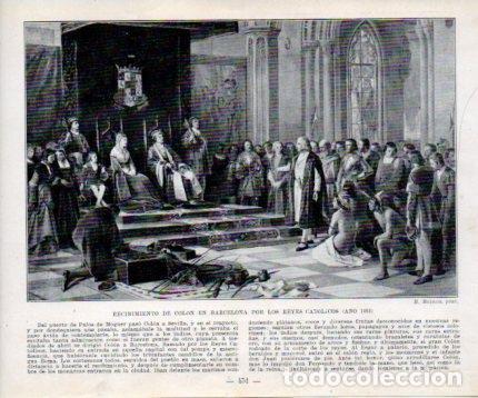 Postkarten: LAMINA V39137: Recibimiento de Colon en Barcelona por los Reyes Catolicos en 1493 por R. Balaca - Ma