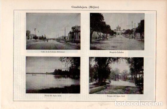 Postales: LAMINA V40089: Calle de la Colonia, Hospicio, Presa y Parque del Agua Azul en Guadalajara, Mejico -