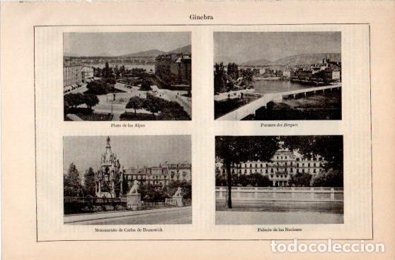 Postales: LAMINA V39927: Vistas varias de Ginebra - Varios