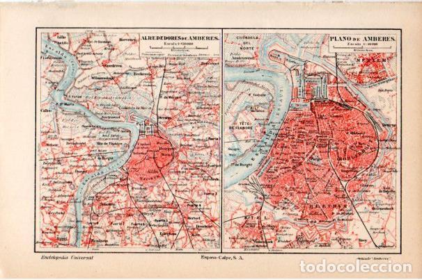 Postkarten: LAMINA V30724: Planos de Amberes y alrededores - Varios
