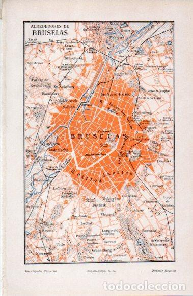 Postcards: LAMINA V40827: Mapa de los alrededores de Bruselas - Varios