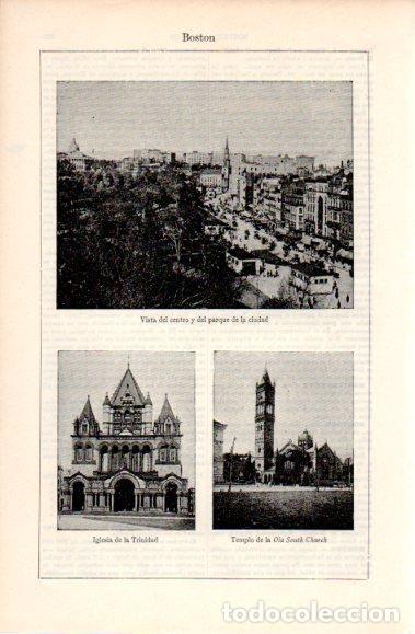 Cartoline: LAMINA V40668: Boston, vista iglesia de la Trinidad y Templo Ola South Church - Varios