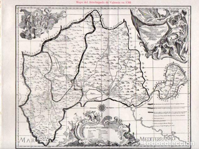 Postkarten: LAMINA V31526: Mapa del Arzobispado de Valencia en 1761 - Varios