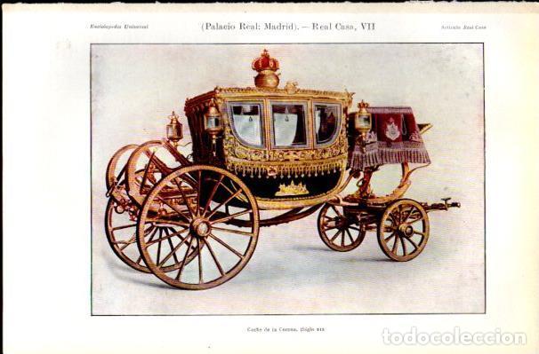 Postales: LAMINA V42271: Coche de la Corona siglo XIX, Palacio Real Madrid - Varios