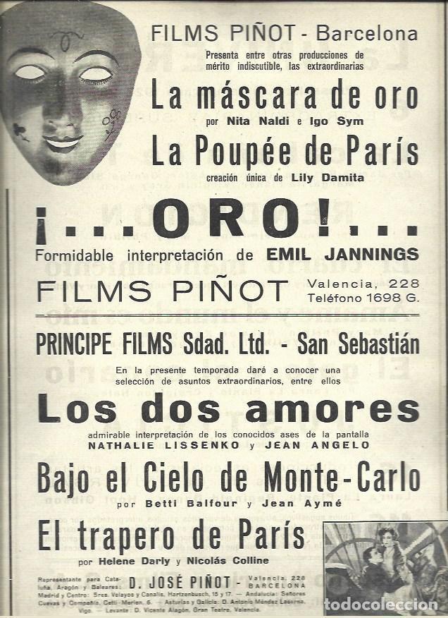 Postais: LAMINA 37439: Publicidad de Films Pi&ntilde;ot de Barcelona - VVAA