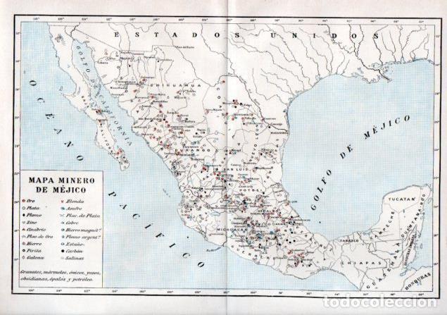 Postcards: LAMINA V44179: Mapa minero de Mejico - Varios