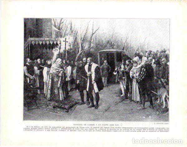 Postkarten: LAMINA V33899: Entrada de Carlos V en Yuste por J. Alarcon - Manuel Rodriguez Codola