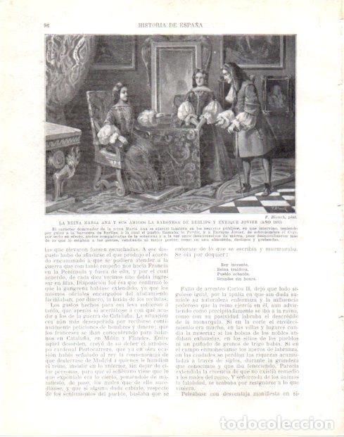 Cartoline: LAMINA V33947: Reina Maria Ana junto a Baronesa de Berlips y Enrique Jovier por F. Blanch - Manuel R
