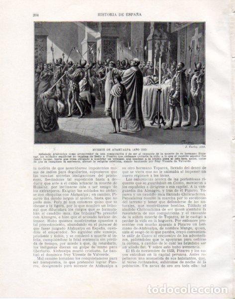 Postales: LAMINA V33799: Muerte de Atahualpa por J. Cuchy - Manuel Rodriguez Codola