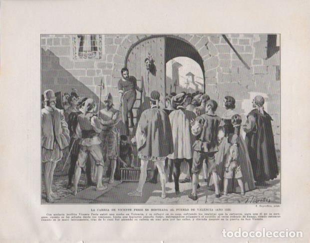 Postkarten: LAMINA V33777: La cabeza de Vicente Peris es mostrada al pueblo de Valencia por T. Segrelles - Manue