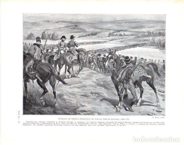 Cartoline: LAMINA V34024: Entrada en Espa&ntilde;a de tropas francesas por el Bidasoa por F. Mota - Manuel Rodriguez C