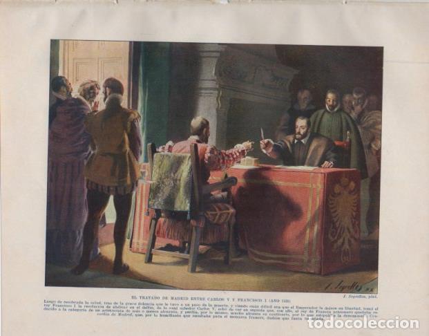 Cartoline: LAMINA V33773: El Tratado de Madrid entre Carlos V y Francisco I por J. Segrelles - Manuel Rodriguez