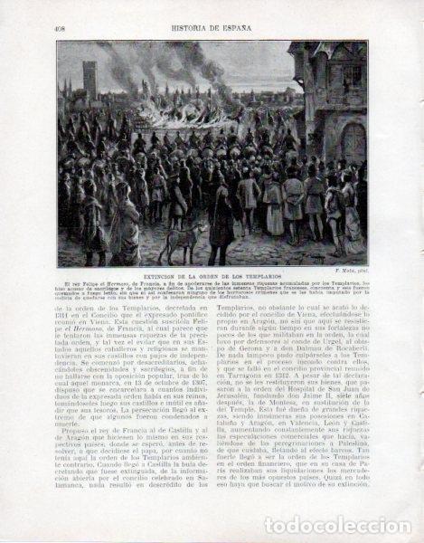 Postcards: LAMINA V33622: Extincion de la Orden de los Templarios por F. Mota - Manuel Rodriguez Codola