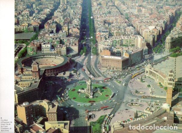 Cartes Postales: LAMINA V45364: Vista aeria Pla&ccedil;a Espanya i Gran Via, Barcelona - Jaume Sobreques i Callico