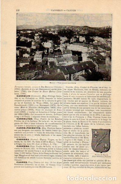 Postcards: LAMINA V35084: Vista parcial y escudo de Cannes, Francia - Varios