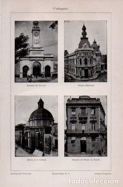 Postais: LAMINA V35301: Palacio Municipal Iglesia de la Caridad y Banco de Espa&ntilde;a en Cartagena - Varios