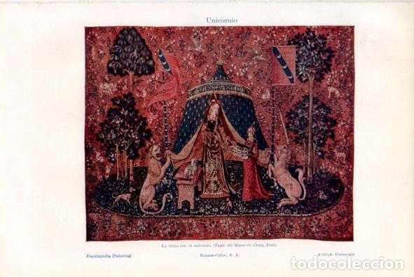 Postales: LAMINA V34817: La Dama con el unicornio tapiz - Varios