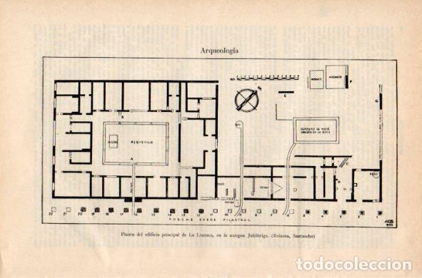 Postkarten: LAMINA V34920: Planta del edificio de La Llanuca en Juliobriga, Santander - Varios