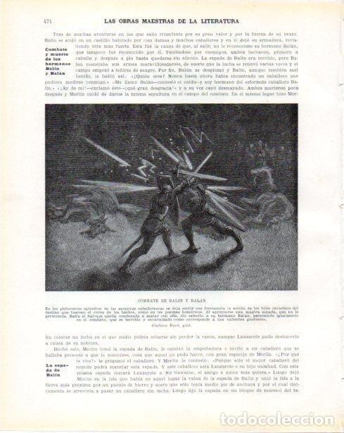 Cartoline: LAMINA V34422: Combate de Balin y Balan por Gustavo Dore - Guillermo de Boladeres