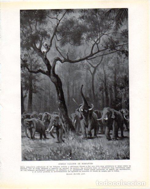 Postcards: LAMINA V34412: Simbad cazador de elefantes por Ramon Borrell - Guillermo de Boladeres